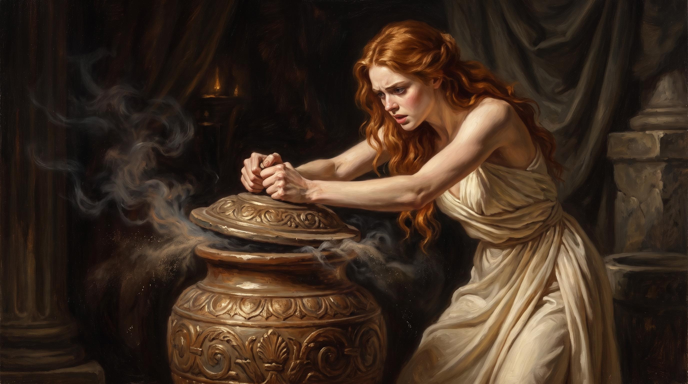 Pandora slamming the lid shut on the jar
